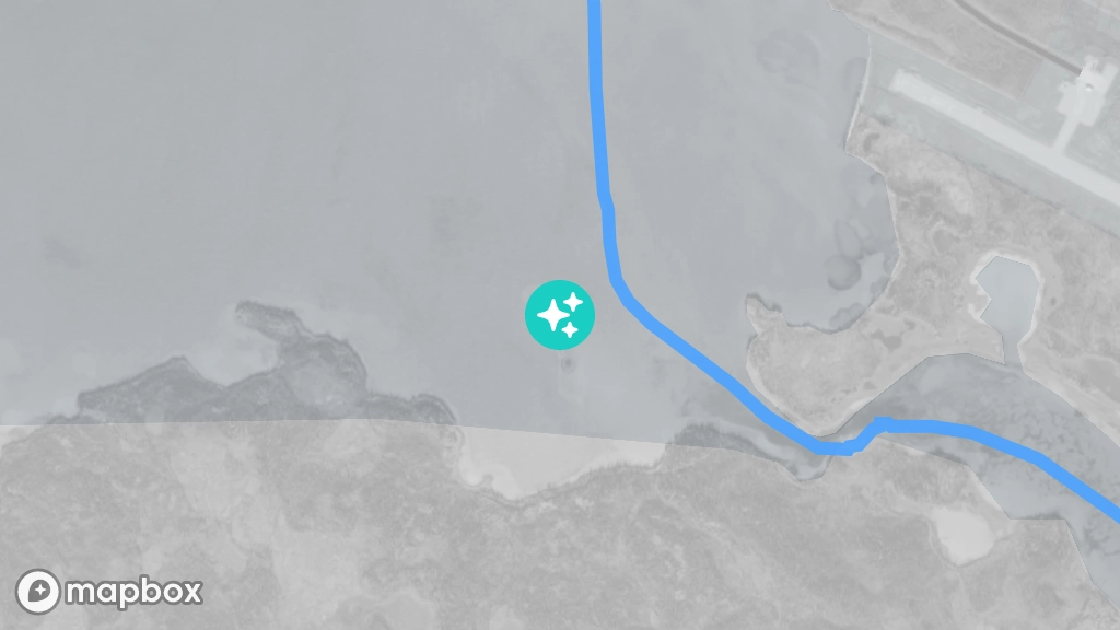 A satellite image of Rat Island, a small island south of Whatì, near the shore of Lac La Martre.