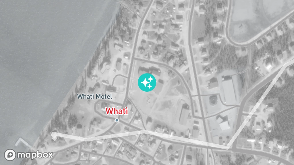 A satellite image of the Mezi Community School in Whatì.